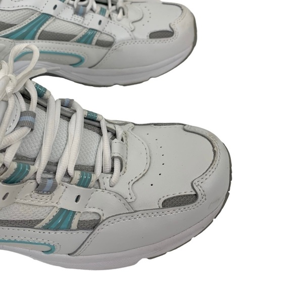 VIONIC Walking Classic Leather Orthopedic Sneakers White Aqua Blue Size 8.5 M - Picture 2 of 11